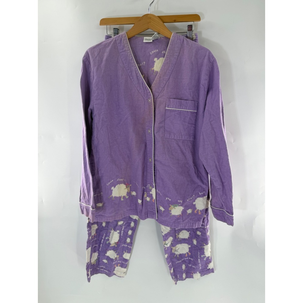 Xhilaration Purple Sheep Pajama Set Women Large 100% Cotton Baa Baa Little Sheep
